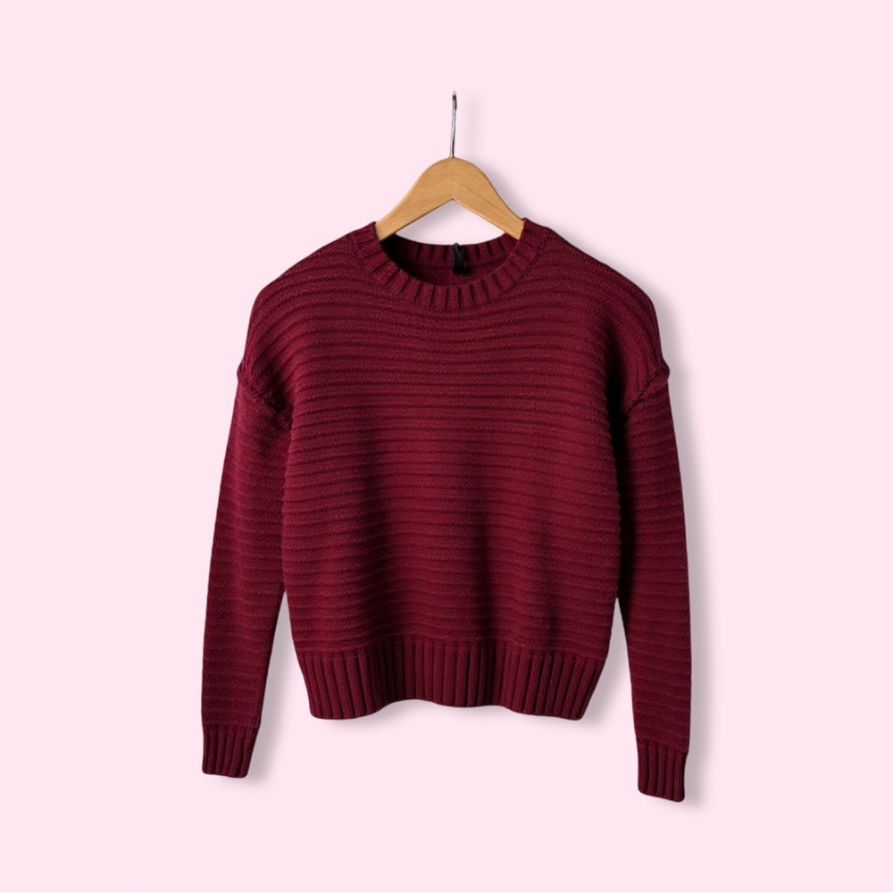 H&M Dark Red Textured-Knit Sweater